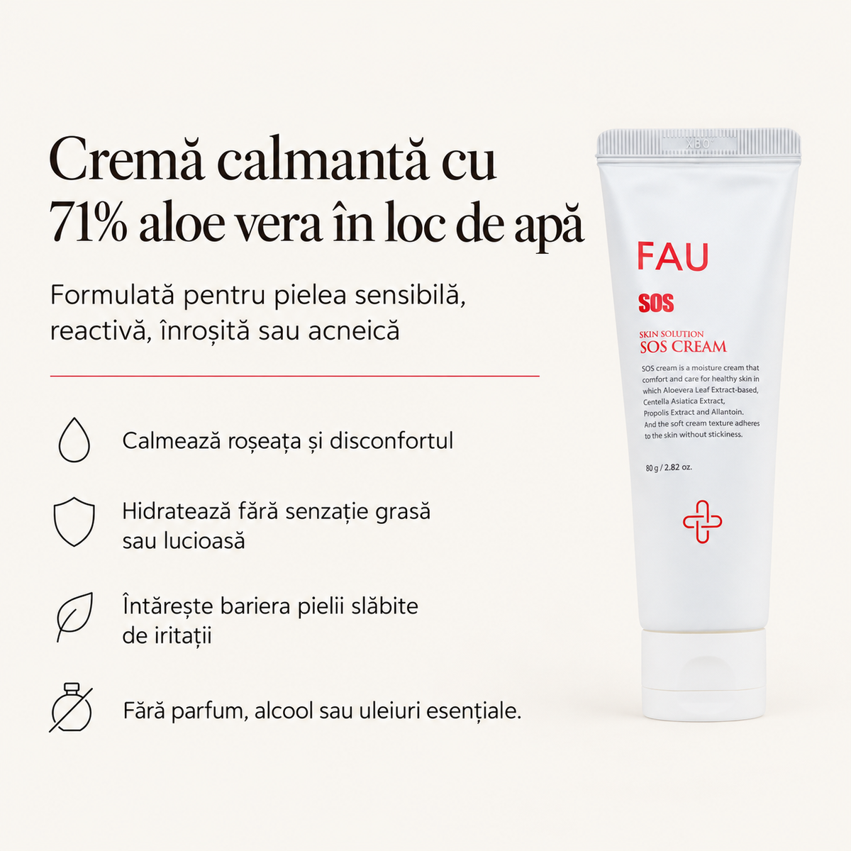 Crema de fata calmantă cu Aloe Vera si Centella Asiatica - 80 g