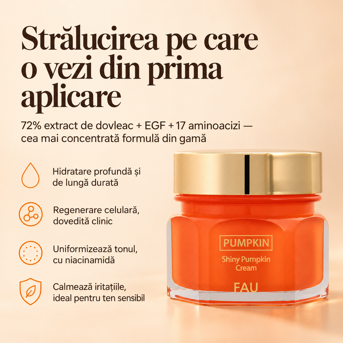 Crema de fata pentru stralucire cu Extract de Dovleac 72% si aminoacizi - 100 g
