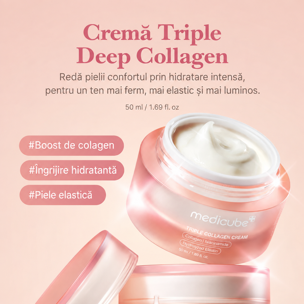 Medicube Triple Collagen Cream 4.0 Crema pentru riduri si fermitate cu colagen - 50 g
