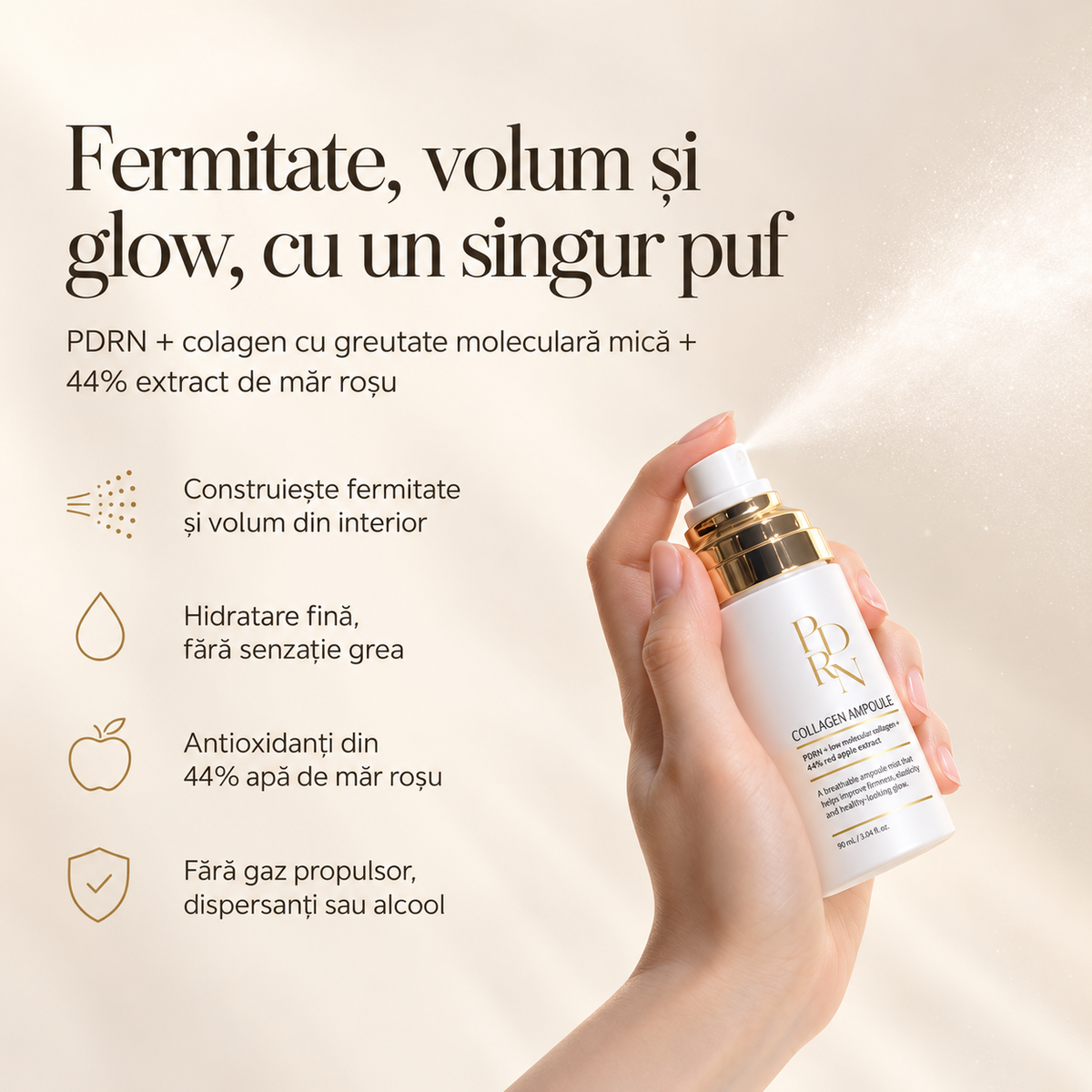Ser facial antirid ,pentru fermitate si glow cu PDRN si Colagen - 60 ml